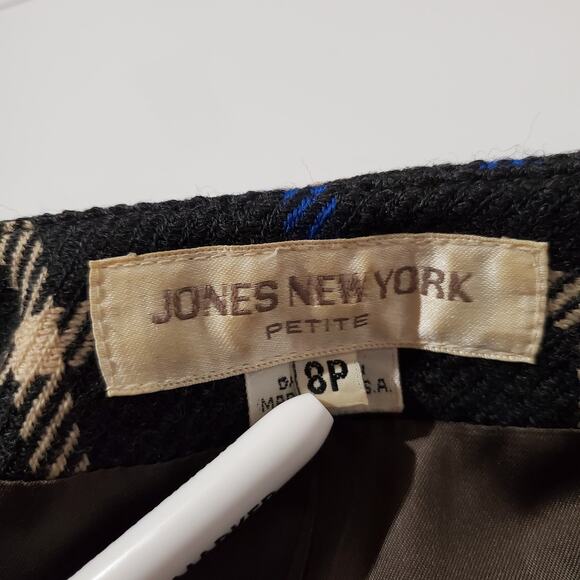 Jones New York Vintage 100% Wool Plaid Schoolboy Blazer Jacket Women's Size 8P - Picture 5 of 10